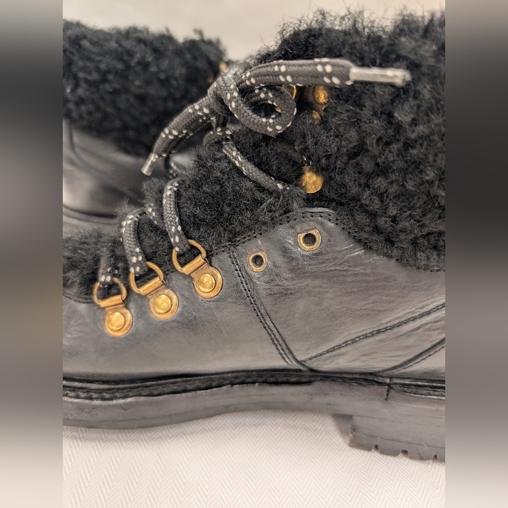 Dolce & Gabbana Black Trekking Fur-Lined Leather Boots Size 11 - Picture 6 of 10